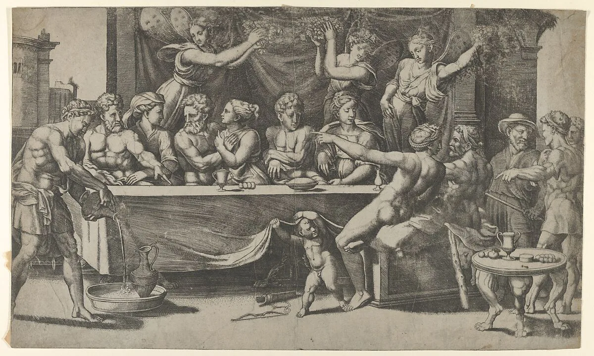 The Olympian gods at the marriage feast of Cupid and Psyche, after Raphael — Master of the Die|Raphael (Raffaello Sanzio or Santi)