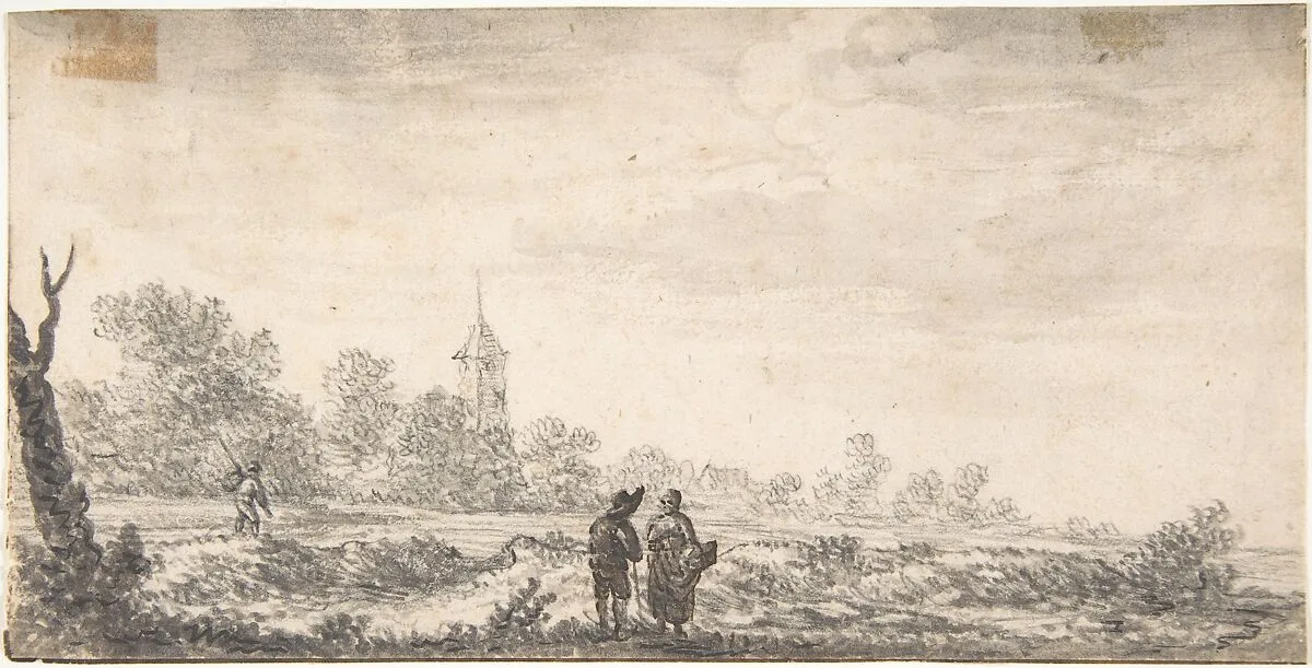 Landscape with Two Figures Conversing — Salomon van Ruysdael