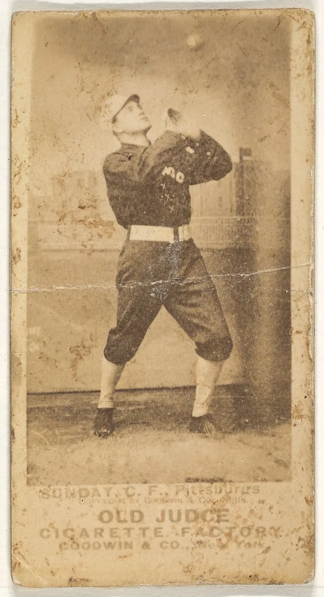William Ashley "Billy" Sunday, Center Field, Pittsburgh, from the Old Judge series (N172) for Old Judge Cigarettes — Goodwin & Company