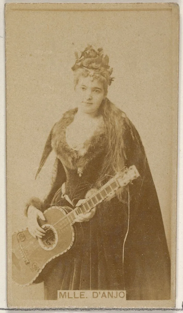 Mlle. D' Anjo, from the Actors and Actresses series (N45, Type 8) for Virginia Brights Cigarettes — Allen & Ginter