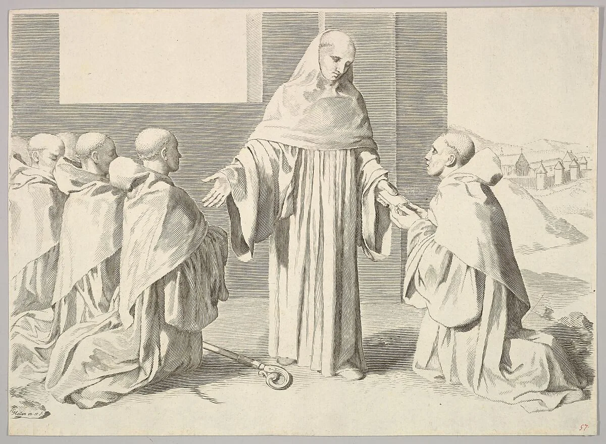 St. Bernard Presenting the Rule — Claude Mellan
