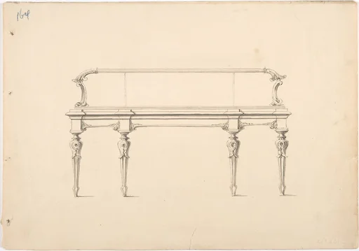 Design for a Mirrored Sideboard with Diminishing Legs and Foliate Ornament
