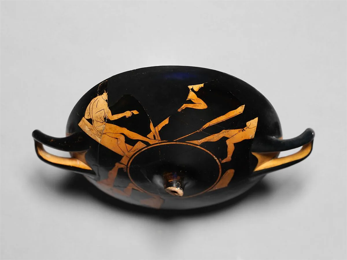 Terracotta kylix (drinking cup) — Antiphon Painter