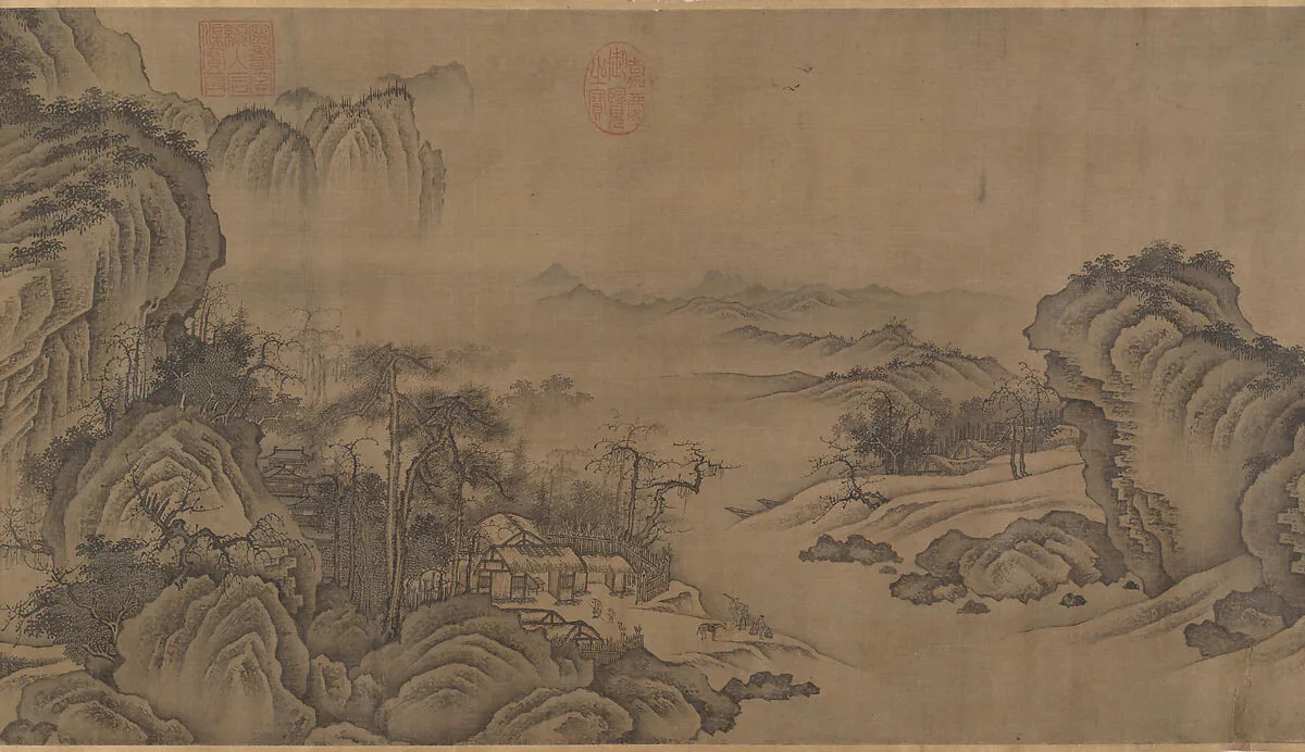 元/明 佚名 舊傳 燕文貴 秋山蕭寺圖 軸|Buddhist Temples amid Autumn Mountains — Yan Wengui|Unidentified artist