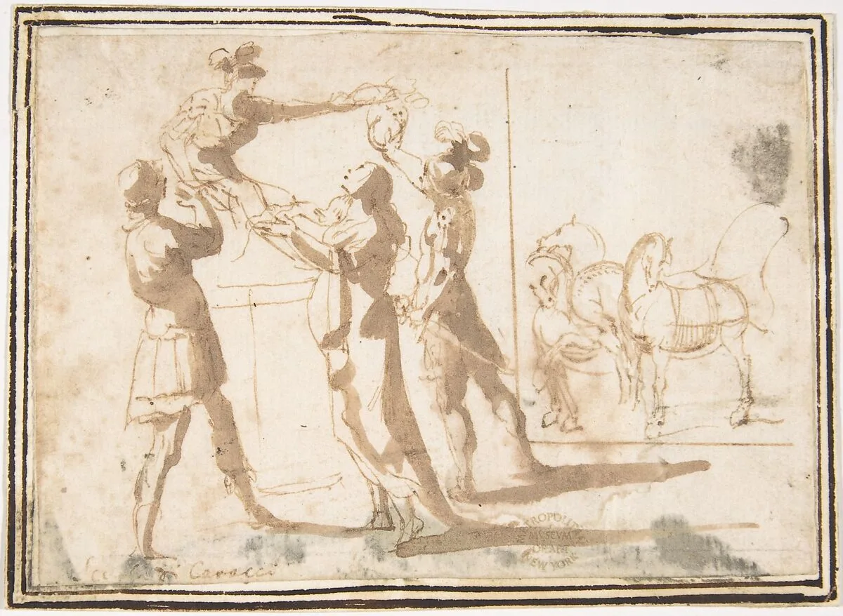 Enthroned Warrior Distributing Crowns — Francesco Allegrini|Carracci School
