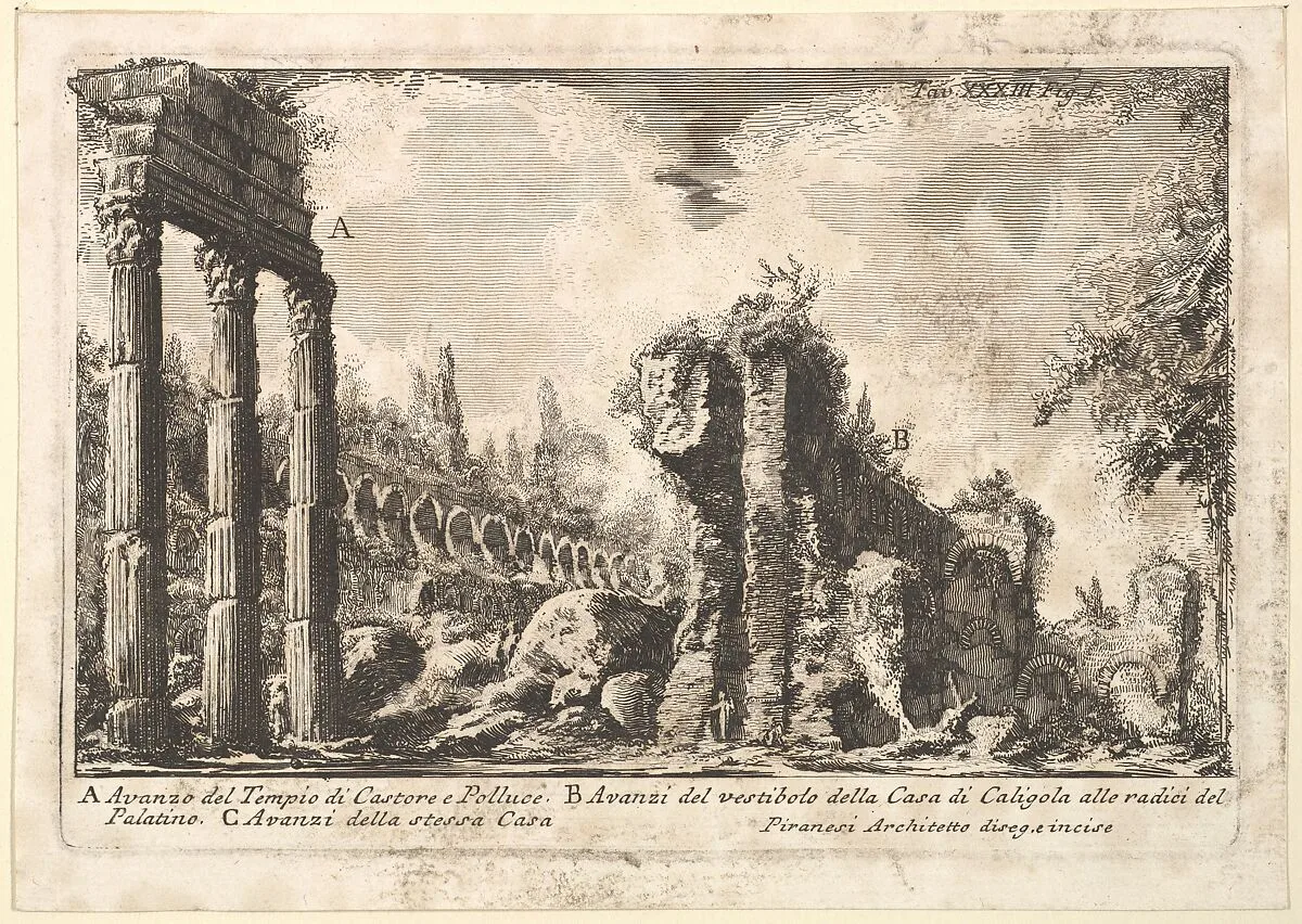 Remains of the Temple of Castor and Pollux . . . (Avanzo del Tempio di Castore e Polluce . . .) — Giovanni Battista Piranesi