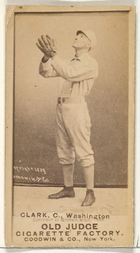 Owen F. "Spider" Clark, Catcher, Washington Nationals, from the Old Judge series (N172) for Old Judge Cigarettes