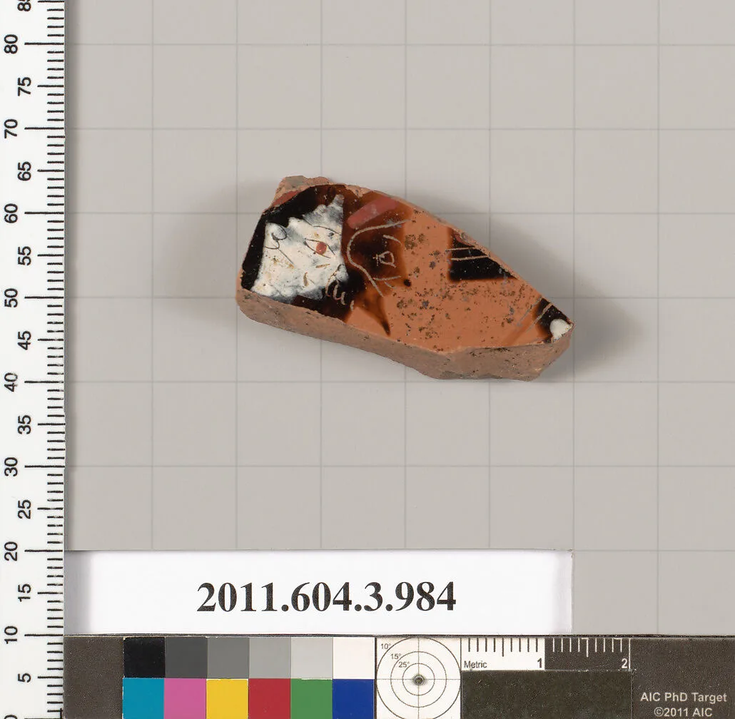 Terracotta fragment of a lekanis lid (covered dish) — Unknown