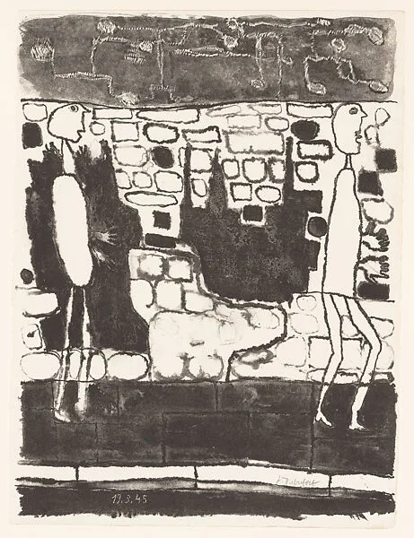 Deux hommes au pied du mur — Jean Dubuffet