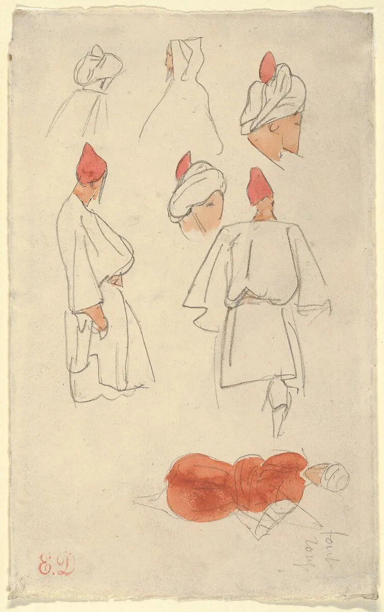 Seven Studies of Moroccan Men's Costume — Eugène Delacroix