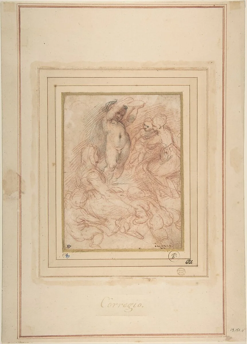 Standing Nude Child Surrounded by Women and Children — Correggio (Antonio Allegri)