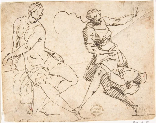 Seated Female Nude and Dancing Female Figure