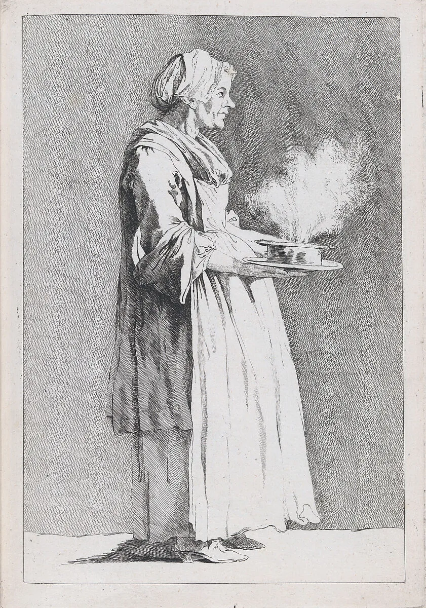 Rosa Diupert, Wife of Nicolas Bremont, Cook at the French Academy in Rome, pl. X from "Recueil de caricatures" — Ange-Laurent de La Live de Jully|Jacques François Joseph Saly