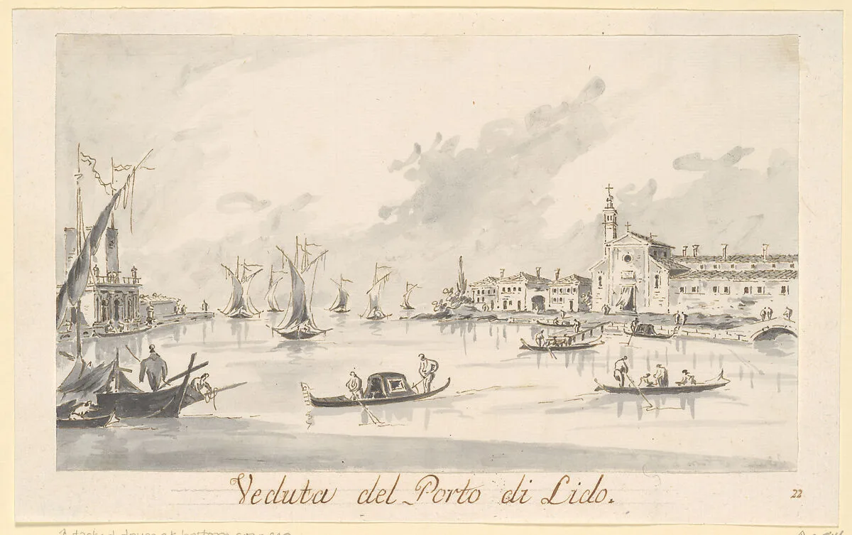 The Porto di Lido, with the Fortezza Sant'Andrea on the Left — Giacomo Guardi