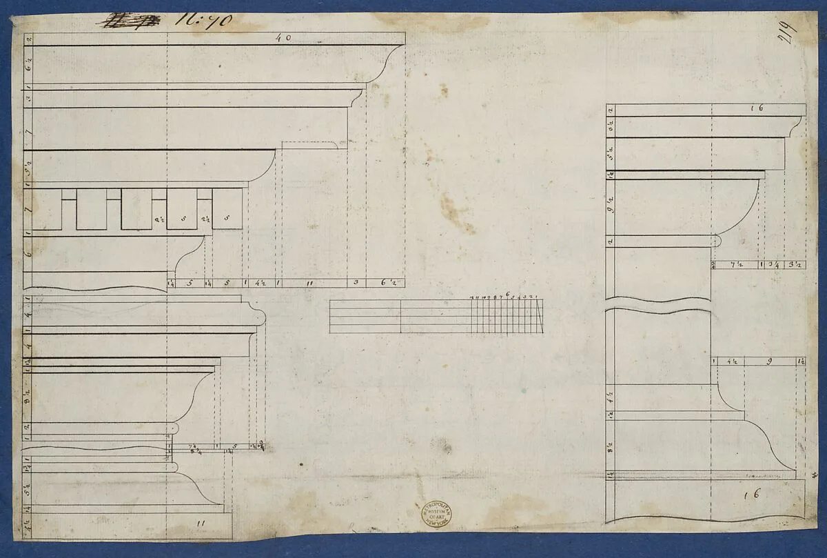 Moldings for Library Bookcase, from Chippendale Drawings, Vol. II — Thomas Chippendale