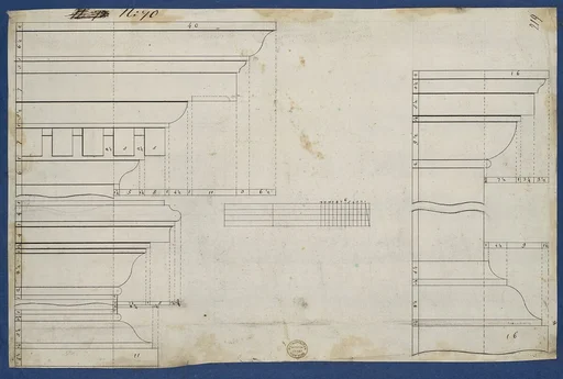 Moldings for Library Bookcase, from Chippendale Drawings, Vol. II