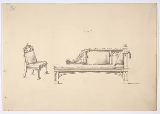 Design for a One-armed Gothic Style Sofa and Chair