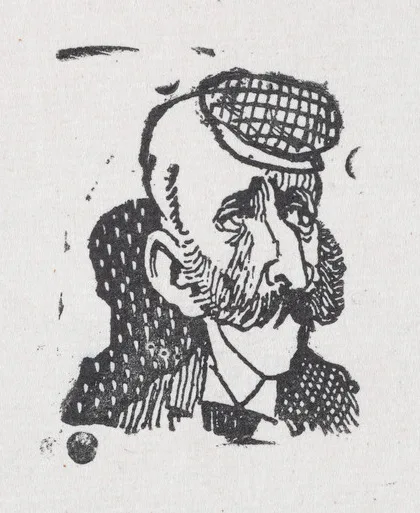 Head of a bearded man wearing a checkered cap — José Guadalupe Posada