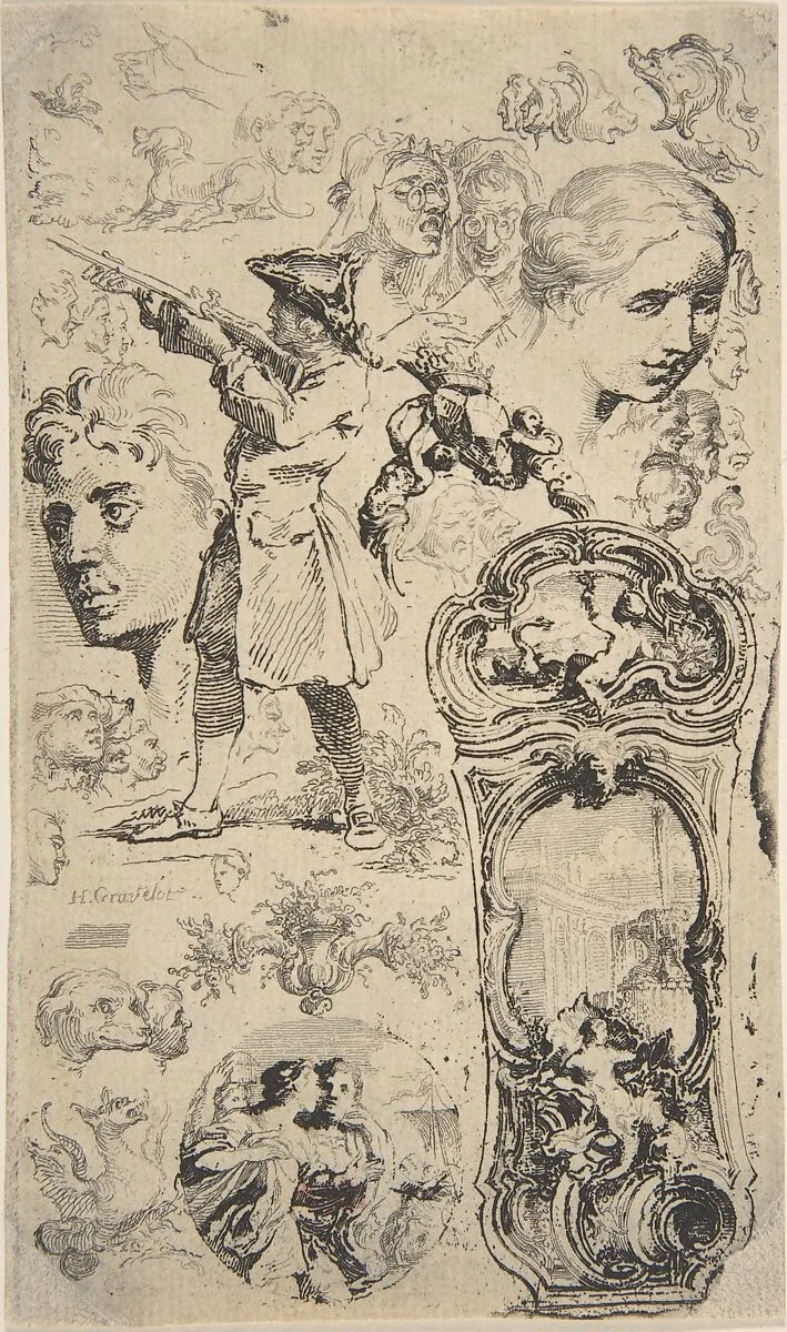 Sheet of sketches — Hubert François Gravelot