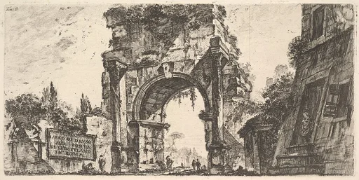 Plate 8: Arch of Drusus at the Porta S. Sebastiano in Rome (Arco di Druso alla Porta di Sebastiano in Roma), from "Antichità Romane de' Tempi della Repubblica, e de' primi Imperatori"