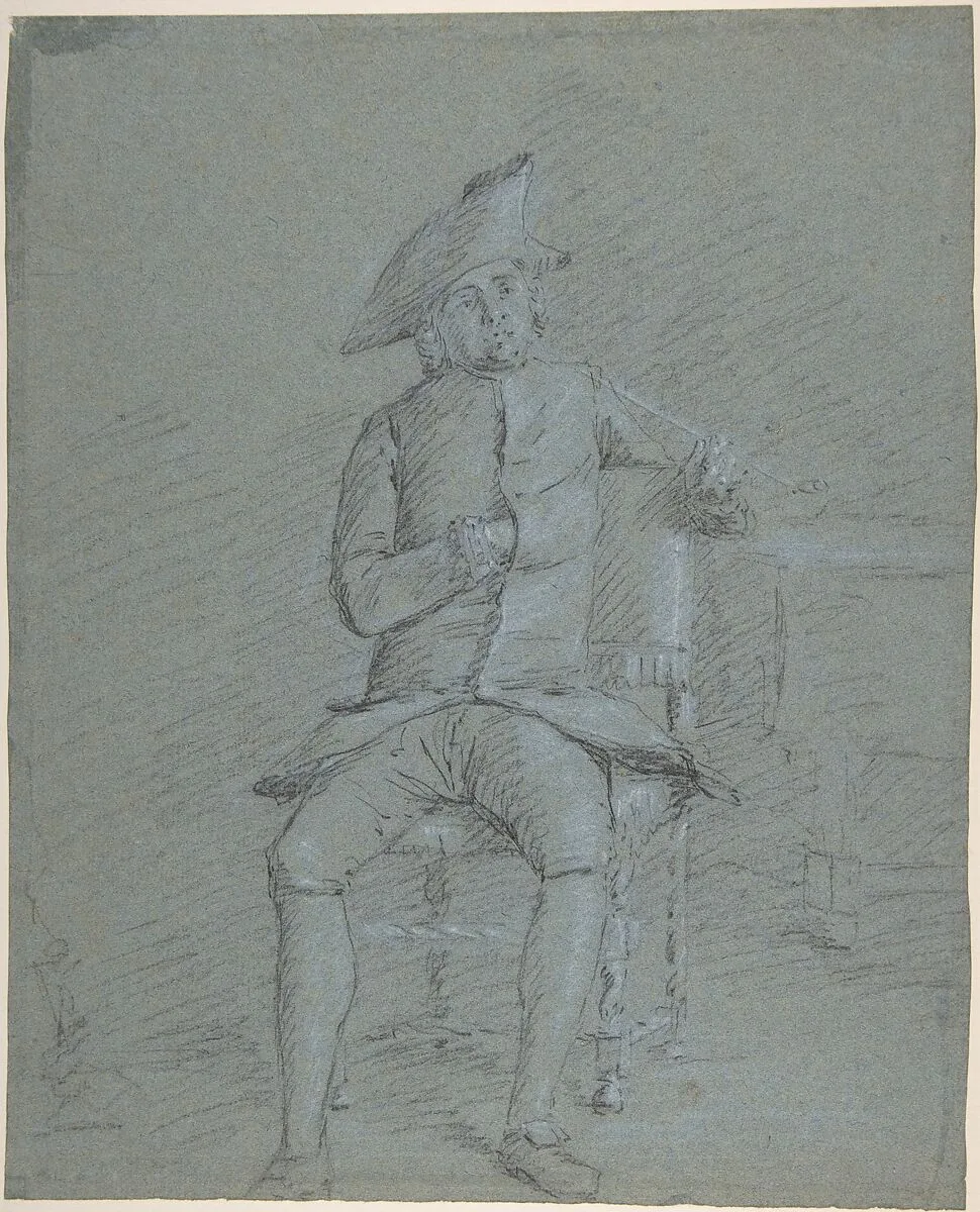 Seated Gentleman Holding a Pipe (recto); Half-Length Study of the Same Man (verso) — Francisco Bayeu y Subias