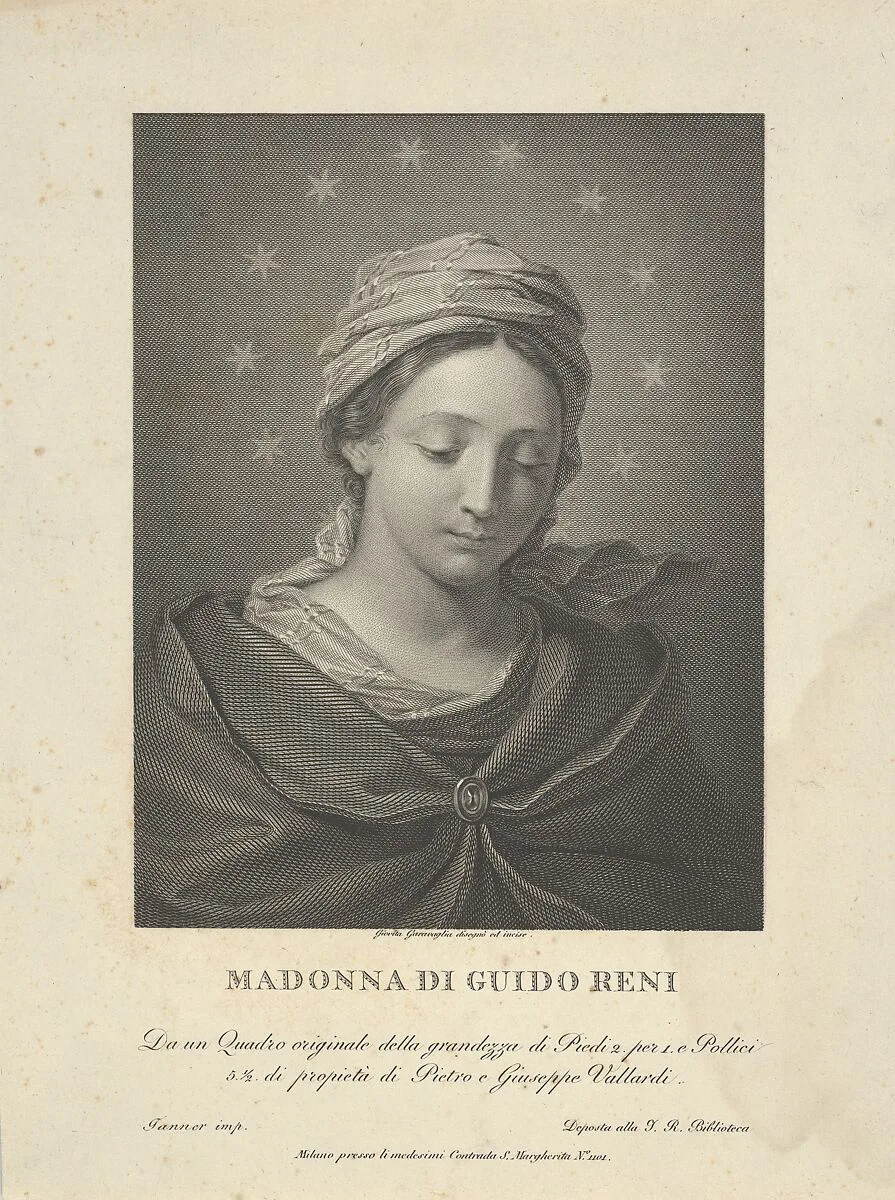 The Virgin in half length looking down, ten stars surrounding her head, after Reni — Guido Reni|Giovita Garavaglia|Giovita Garavaglia