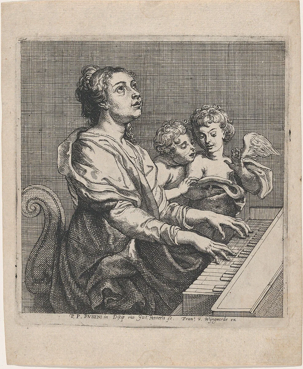 Saint Cecilia playing the virginals, accompanied by two singing angels — Frans van den Wyngaerde|Peter Paul Rubens|Willem Panneels