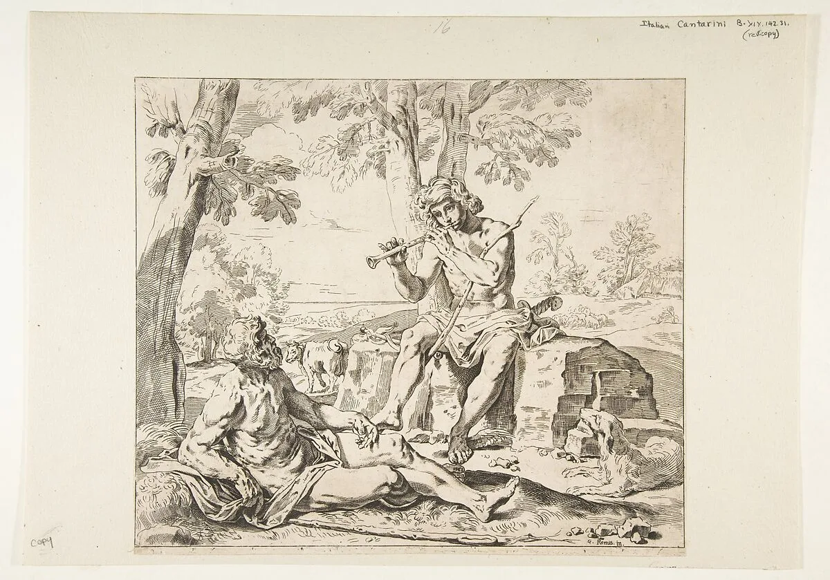 Mercury and Argus, copy in reverse after Cantarini — Simone Cantarini