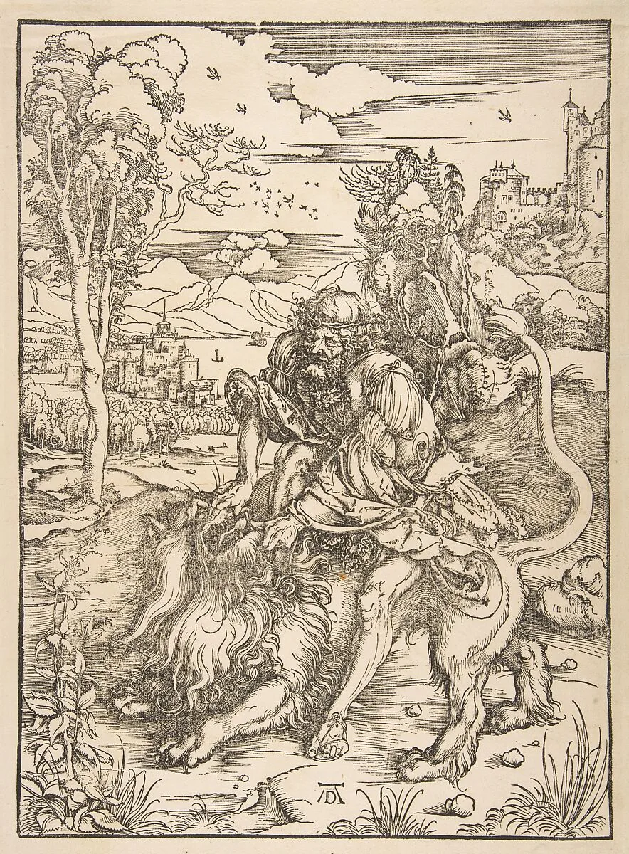 Samson Rending the Lion — Albrecht Dürer