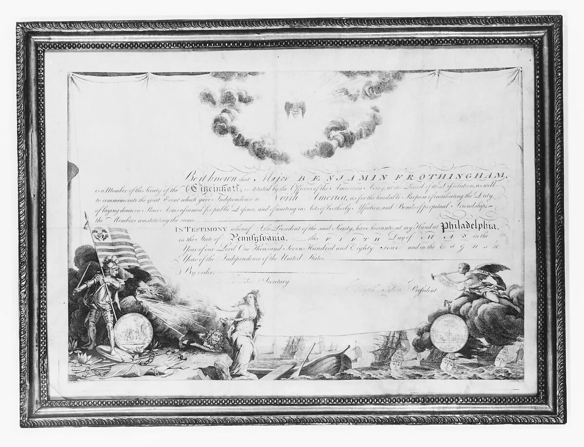 Membership Certificate of the Society of the Cincinnati — Aug. L. Belle