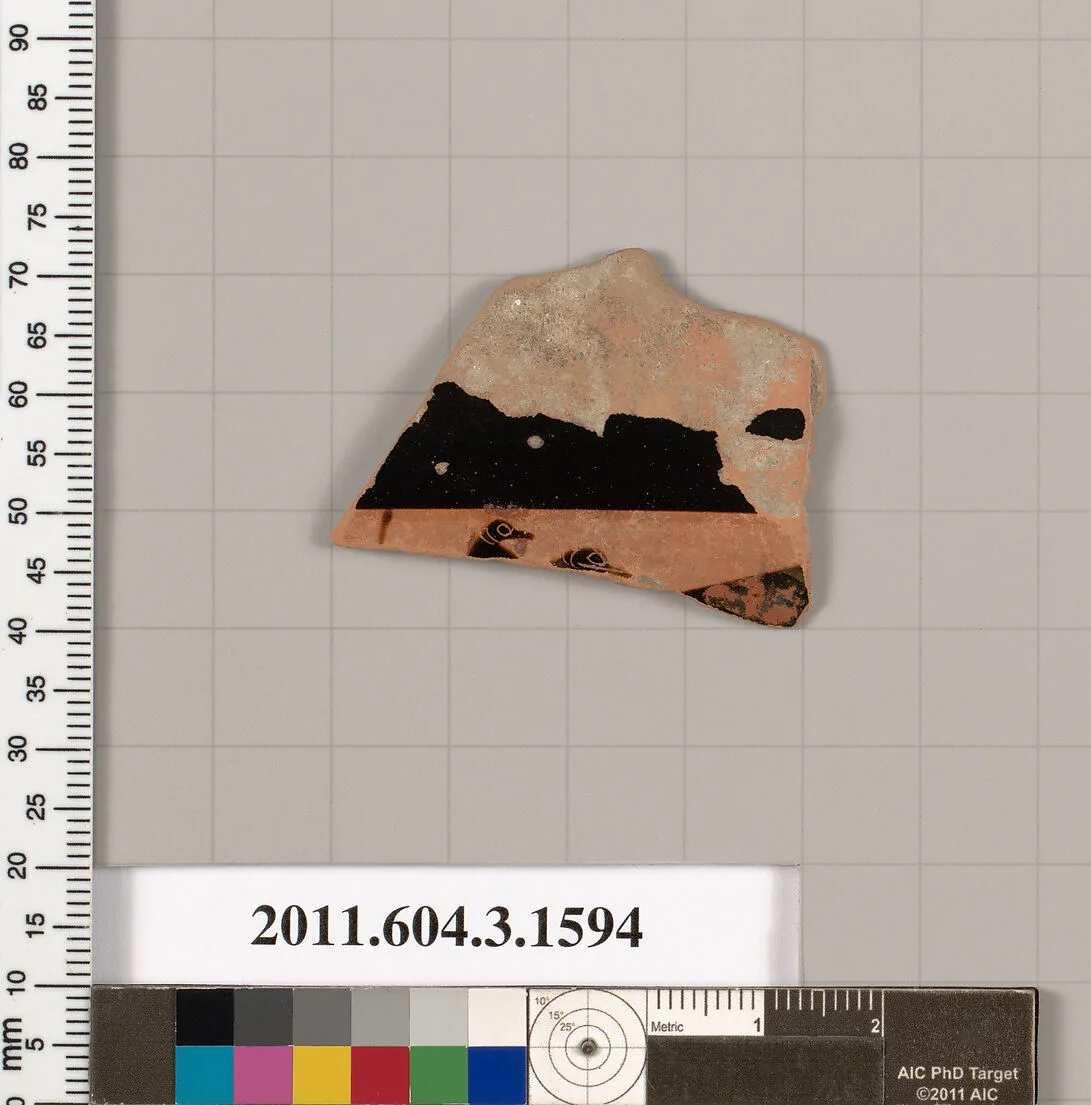 Terracotta fragment of a kylix: Band cup (drinking cup) — Unknown