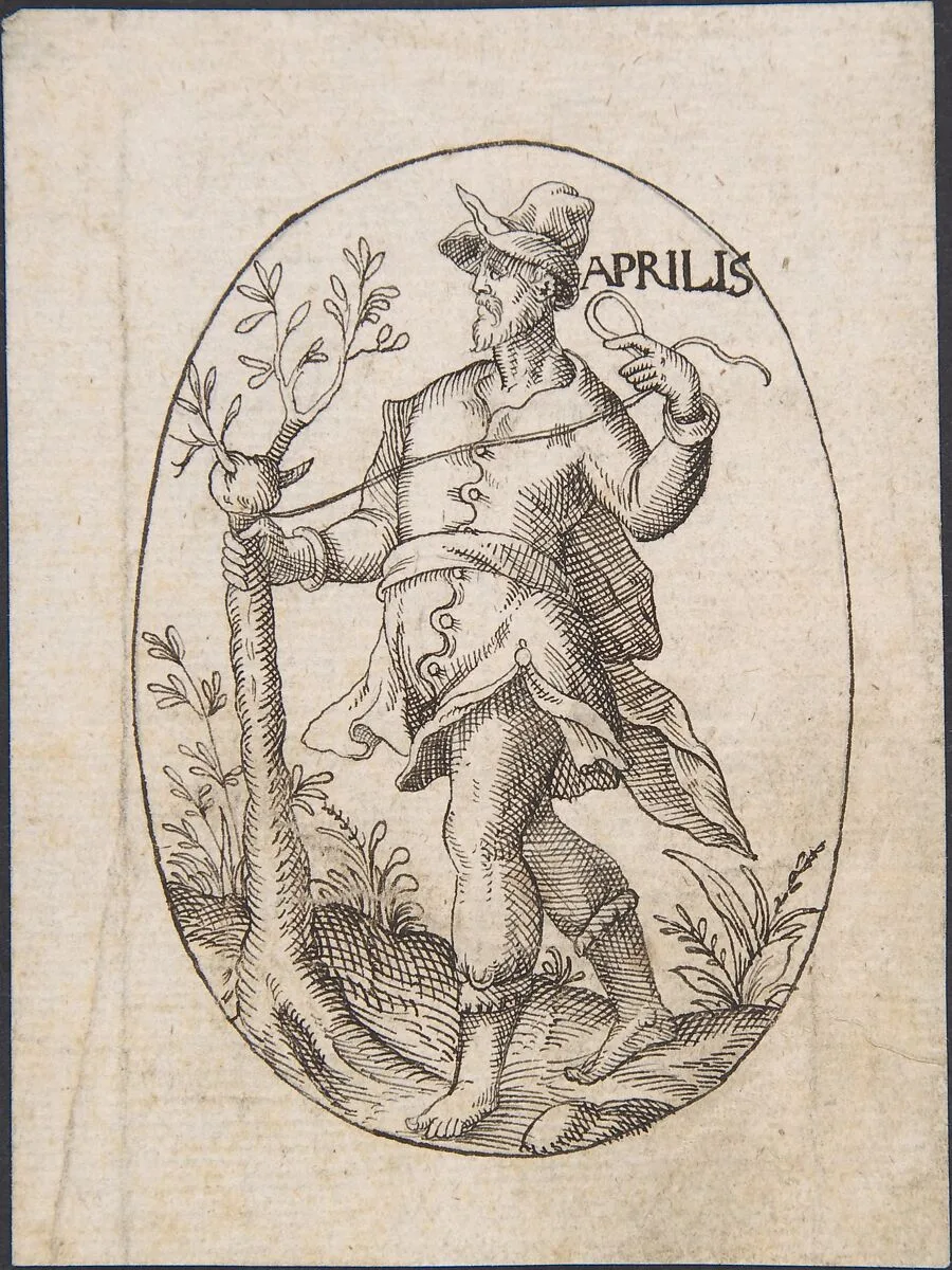 The Month of April: Man Grafting a Branch onto a Tree — Erasmus Hornick