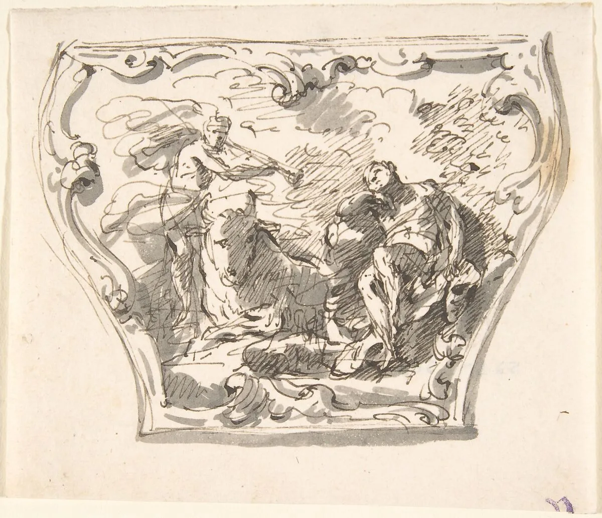 Design for a Decorated Panel of a Carriage — Giovanni Larciani ("Master of the Kress Landscapes")
