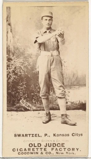 Parke B. Swartzel, Pitcher, Kansas City Cowboys, from the Old Judge series (N172) for Old Judge Cigarettes