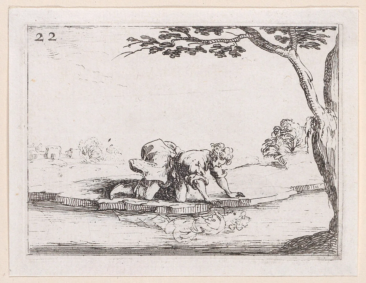 Narcisse se Mirant dans l'Eau (Narcissus Looking at Himself in the Water), from Lux Claustri ou La Lumière du Cloitre (The Light of the Cloisters), plate 22 — Jacques Callot|François Langlois