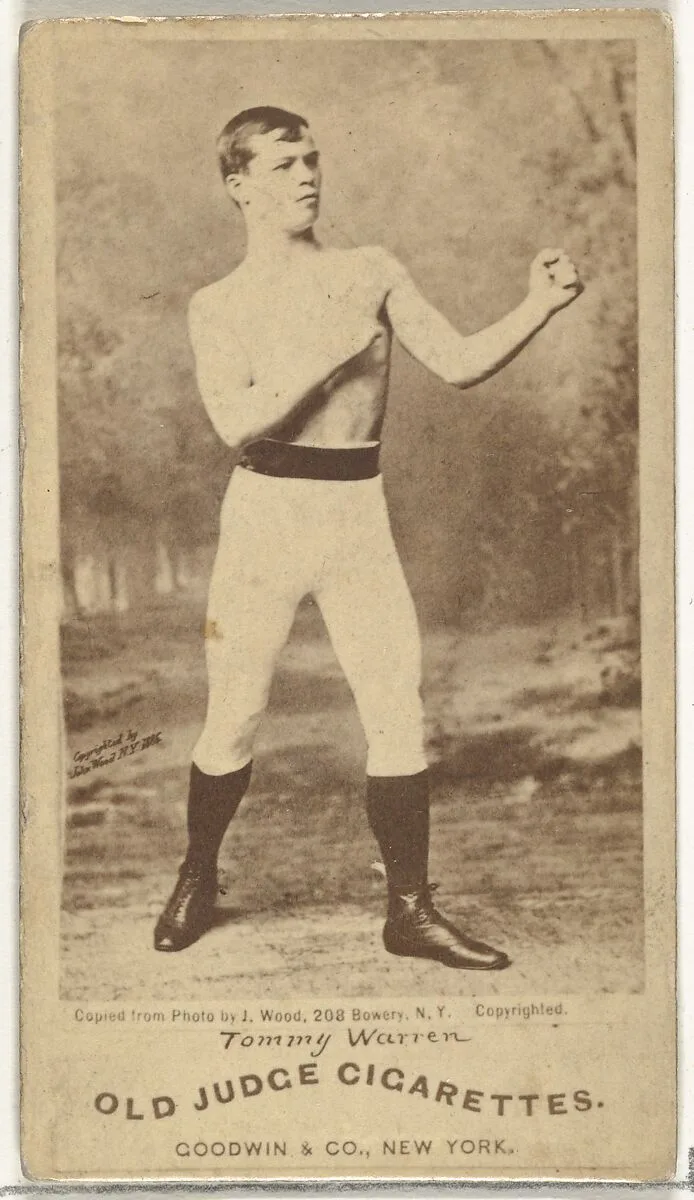 Tommy Warren, from the Celebrities and Prizefighters series (N174) for Old Judge Cigarettes — Goodwin & Company|J. Wood