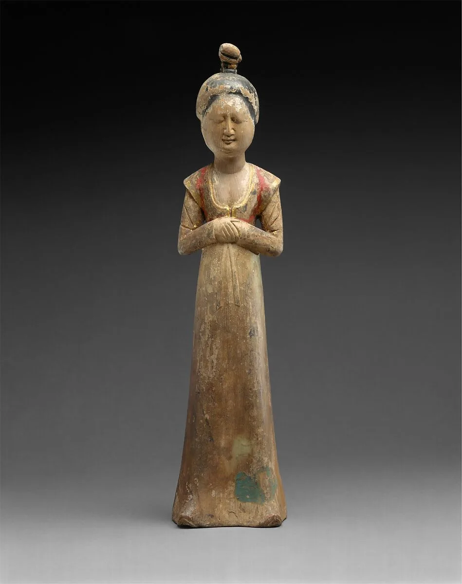 唐 彩繪侍女木俑|Standing Female Attendant — Unknown