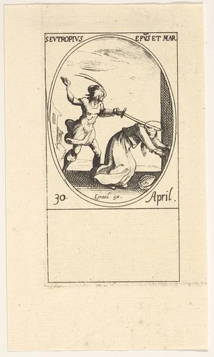 Martyrdom of Saint Eutropius, an oval composition, from the series 'Les images de tous les saints et saintes de l'année' (Images of all the saints of the year)