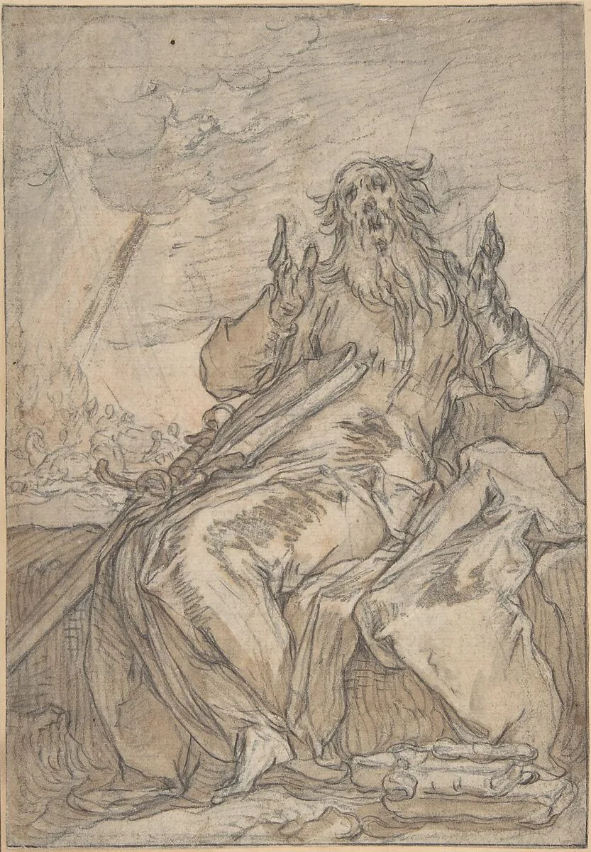 Saint Paul Seated, with his Conversion in the Background; Verso: Figure Sketch — Abraham Bloemaert