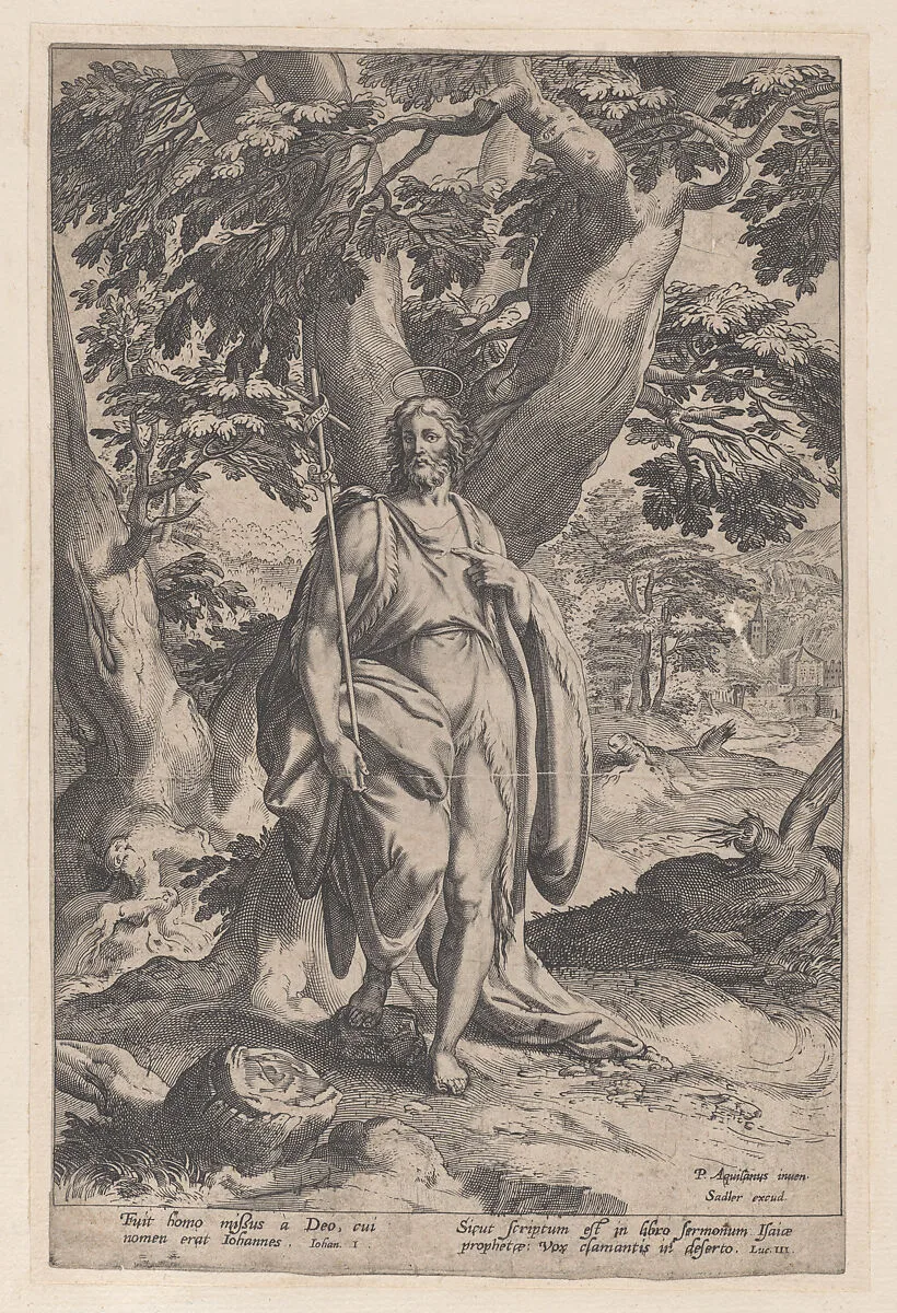 Saint John the Baptist in the wilderness — Pompeo dell'Aquila|Sadeler (unspecified member of the Sadeler family)|Anonymous