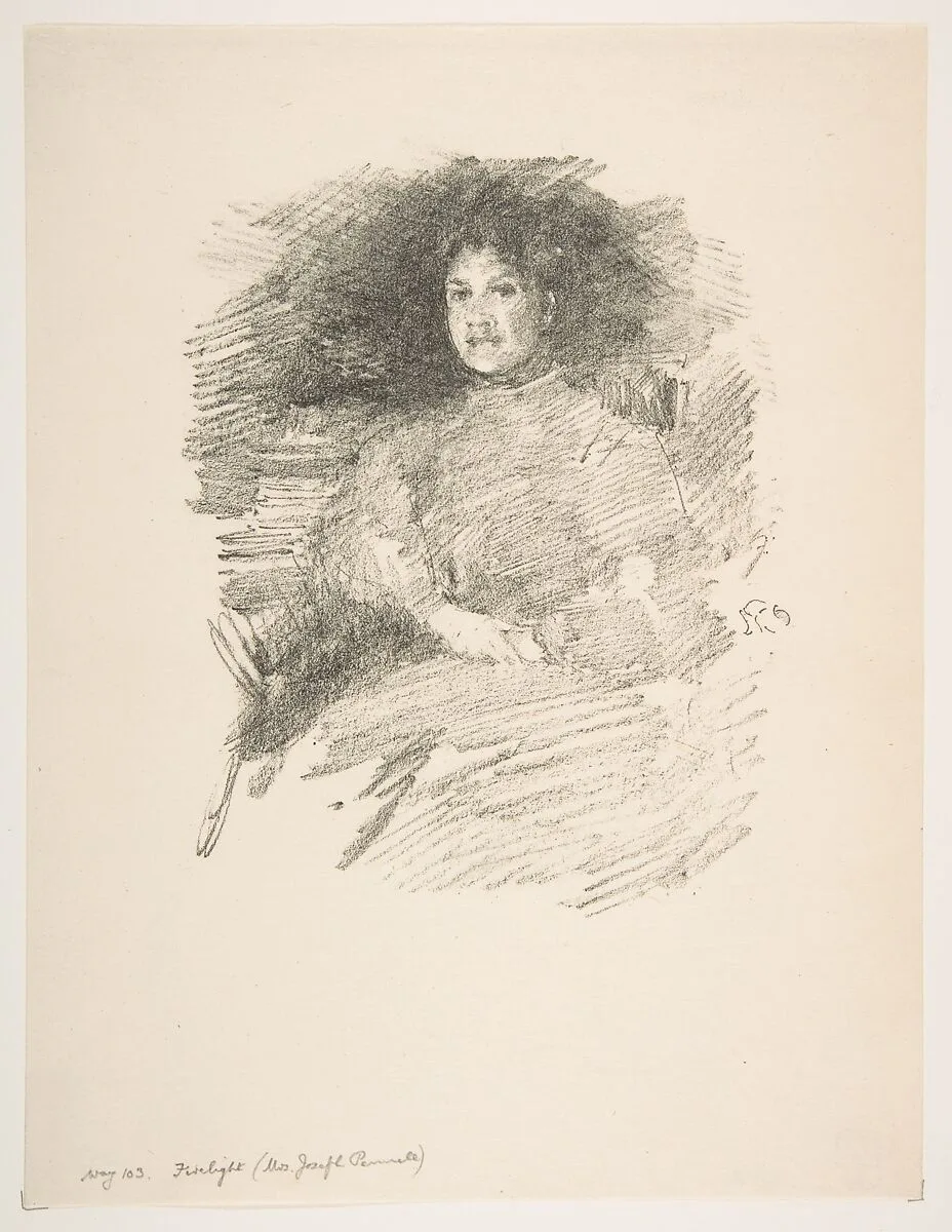 Firelight (Mrs. Joseph Pennell) — James McNeill Whistler