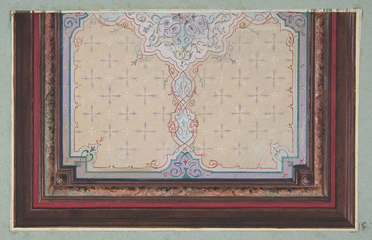Design for the painted decoration of a ceiling with bursts and filagree — Jules-Edmond-Charles Lachaise|Eugène-Pierre Gourdet