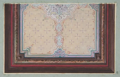 Design for the painted decoration of a ceiling with bursts and filagree