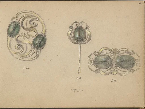 Three Designs for Jewelry with a Beetle Motif