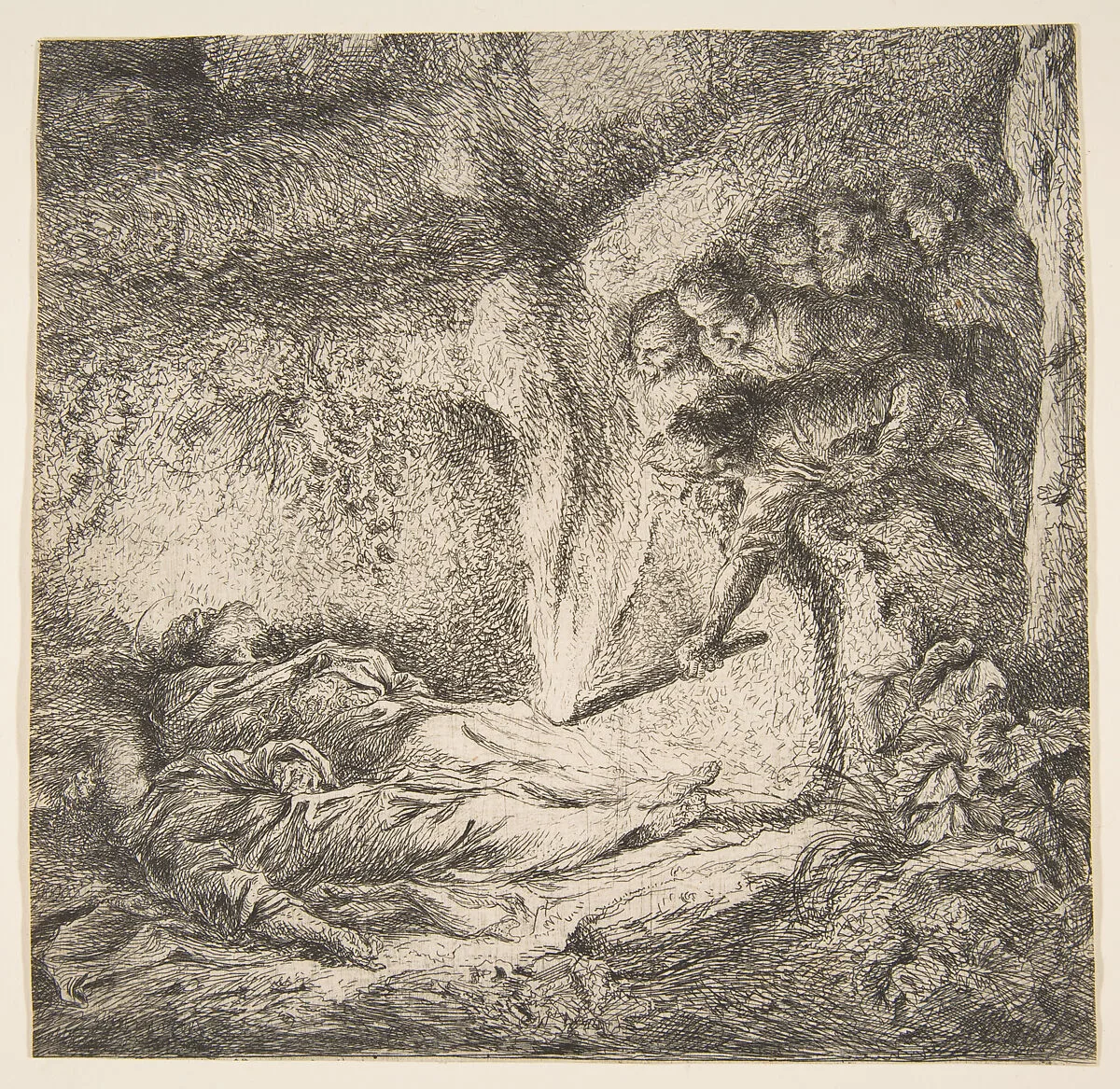 Finding the bodies of Saints Peter and Paul (fragment) — Giovanni Benedetto Castiglione (Il Grechetto)