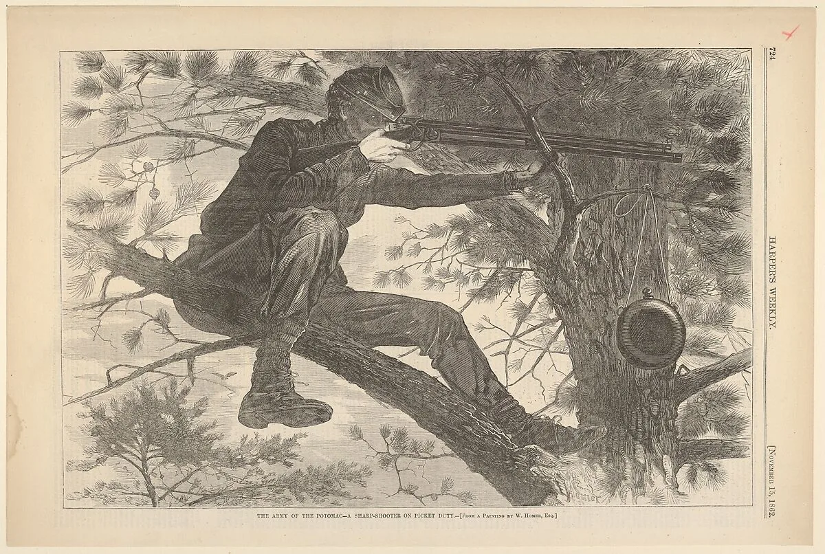 The Army of the Potomac – A Sharp-Shooter on Picket Duty (from "Harper's Weekly," Vol. VII) — Winslow Homer|Harper's Weekly|Harper & Brothers