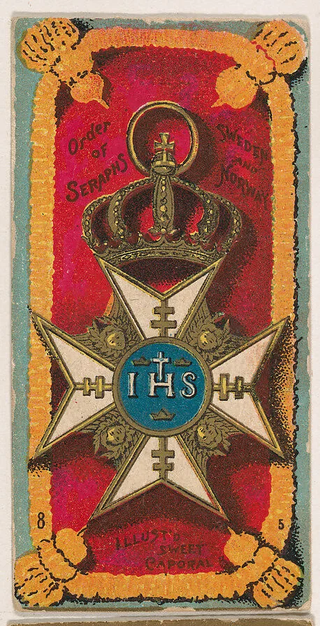 Order of Seraphs, Sweden and Norway, from the Military Series (N224) issued by Kinney Tobacco Company to promote Sweet Caporal Cigarettes — Kinney Brothers Tobacco Company