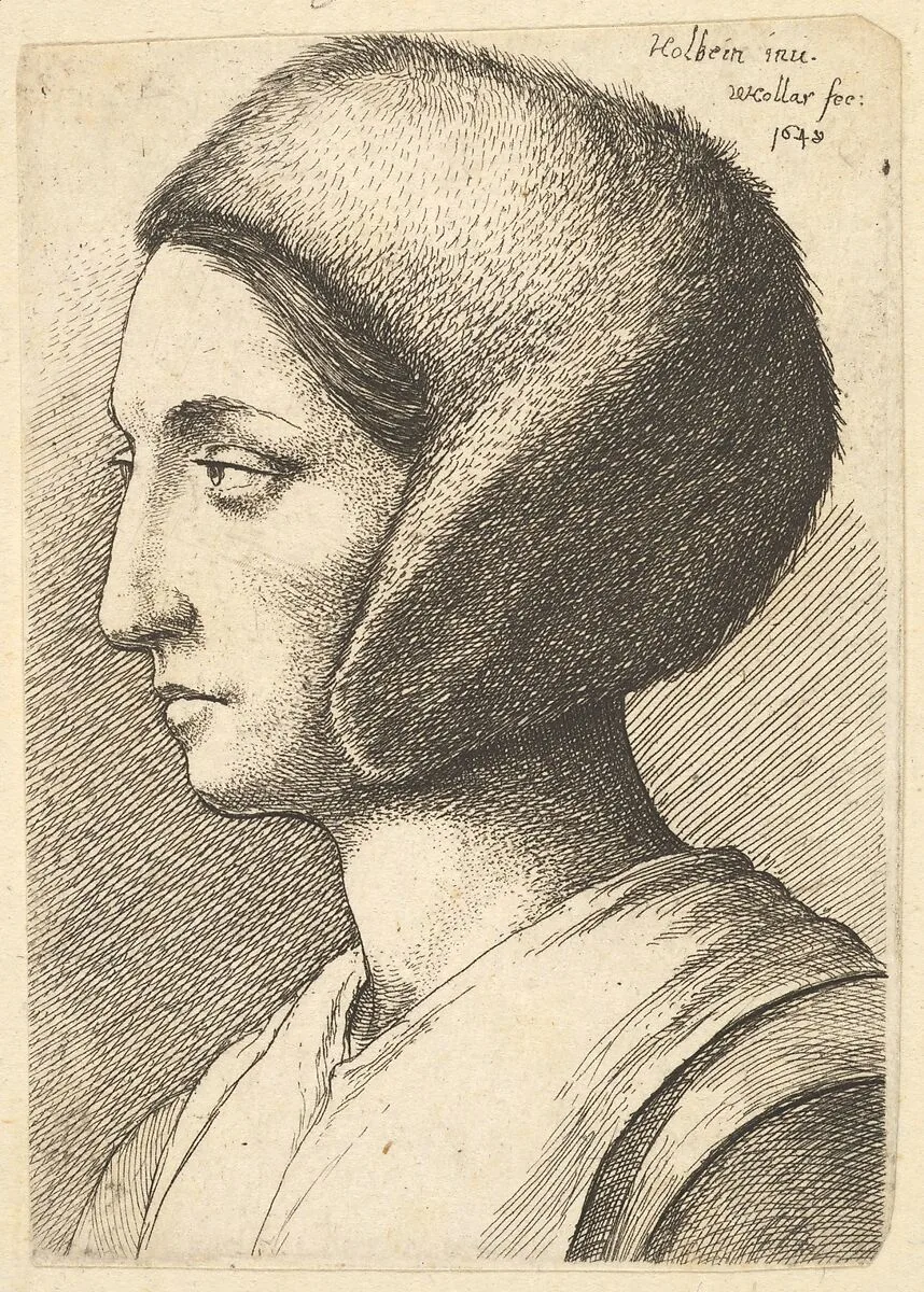 Margaret Griggs (Woman in a fur bonnet, profile to the left) — Margaret Griggs|Wenceslaus Hollar|Hans Holbein the Younger