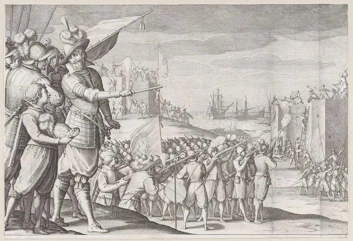 Assaut de Deux Fortresses (Assault of Two Fortresses), from La Vie de Ferdinand Ier de Médicis série appelée aussi Les Batailles des Médicis (The Life of Ferdinand I de'Medici also called The Medici Battles) — Jacques Callot|Matteo Rosselli