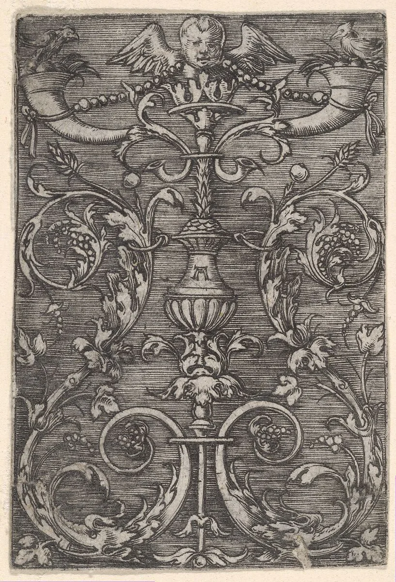 Ornamental Design with an Angels Head at Top — Albrecht Altdorfer